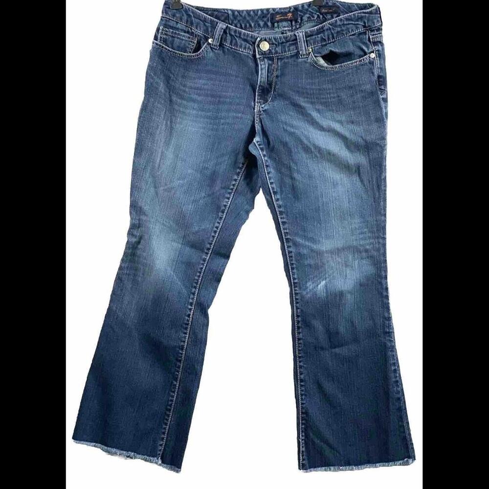 Seven 7 Bootcut Frayed Cuffs Jeans 36W x 30L Black Label